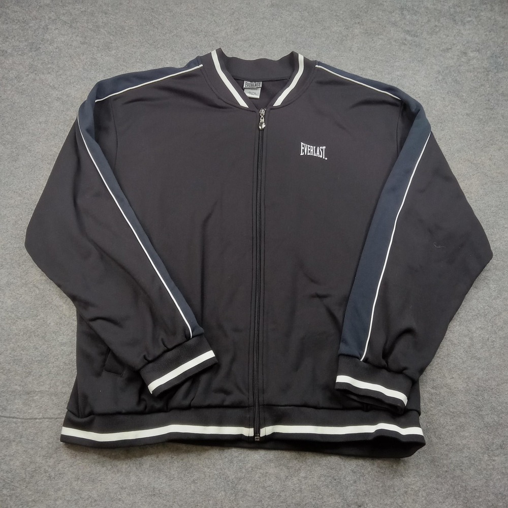 Everlast Jacket Mens XL Black Track Full Zip Athletic 100% Polyester Warm Up‎